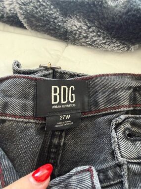 BDG High-Rise Women's Gray Wash Jeans with Red Stitching